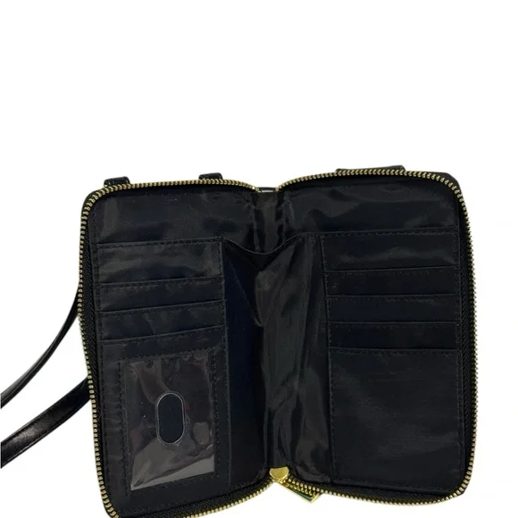 Classic Black Crossbody Phone Bag with Gold Accent - Picture 5 of 7